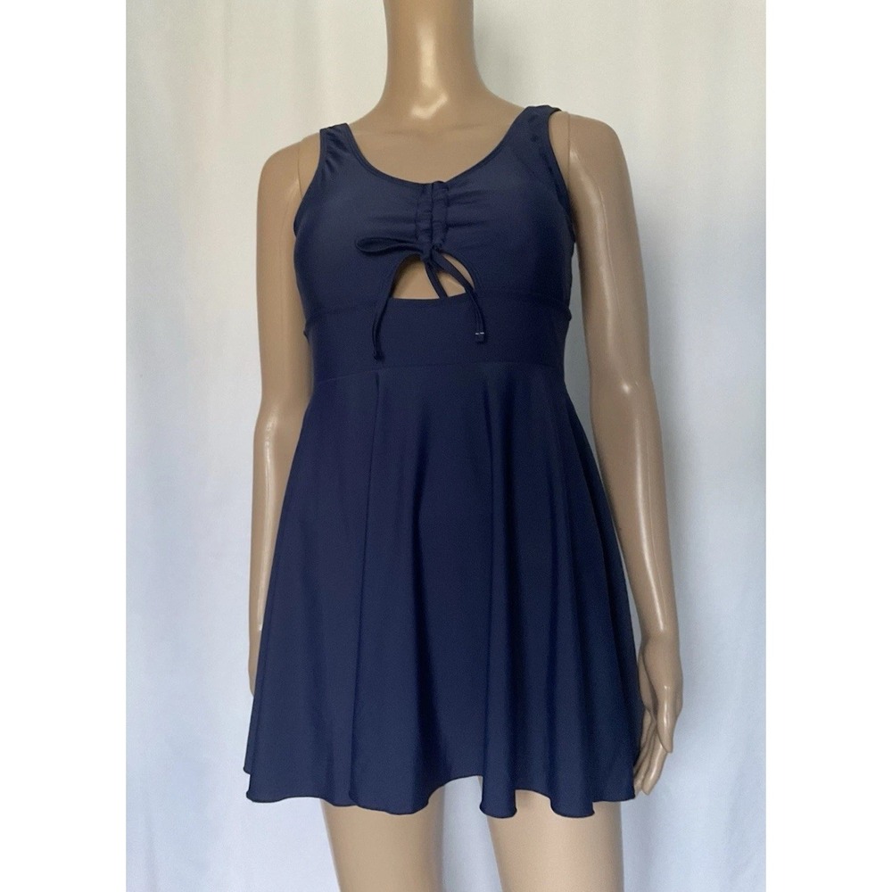 SHEKINI  Women's  One Piece Skirt  Swimsuit Swimdress‎ Size Small Deep Blue